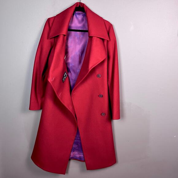 Vivienne Westwood Virgin Atlantic wool coat women’s size 8 red long Limited Edit - Picture 12 of 16